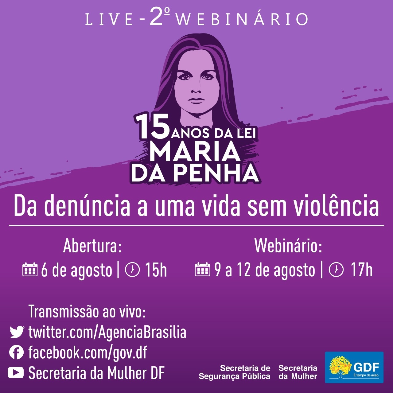 Webinário: Debates virtuais reúnem profissionais envolvidos no combate à violência de gênero e na proteção da vítima. Arte: Divulgação/SMDF