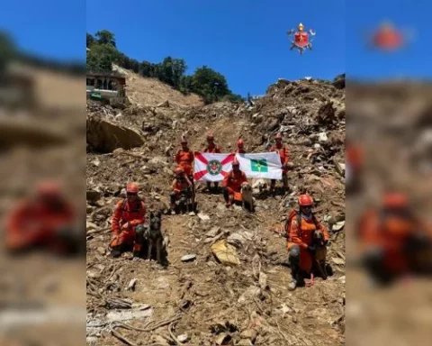 Equipe de bombeiros do Distrito Federal enviada a Petrópolis realizou, nesta segunda-feira (28/2), a última operação na cidade. Foto: Divulgação/CBMDF