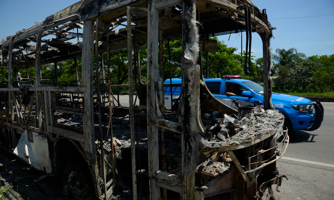 Ônibus queimado por milicianos no RJ