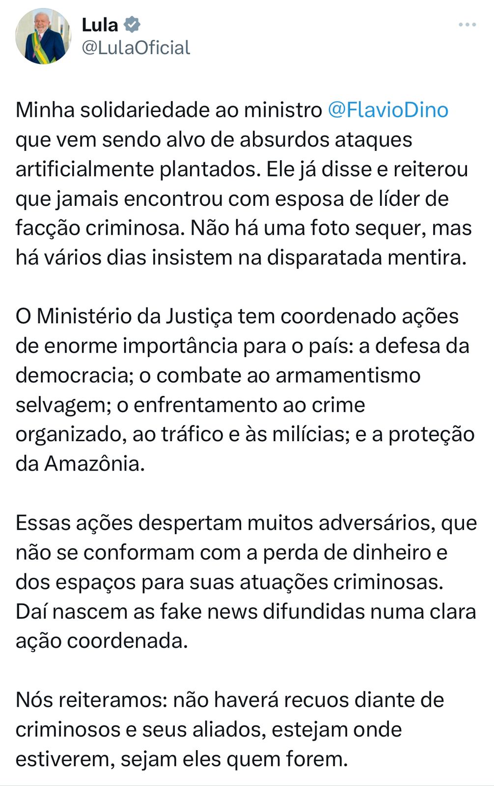 Lula na rede "X"