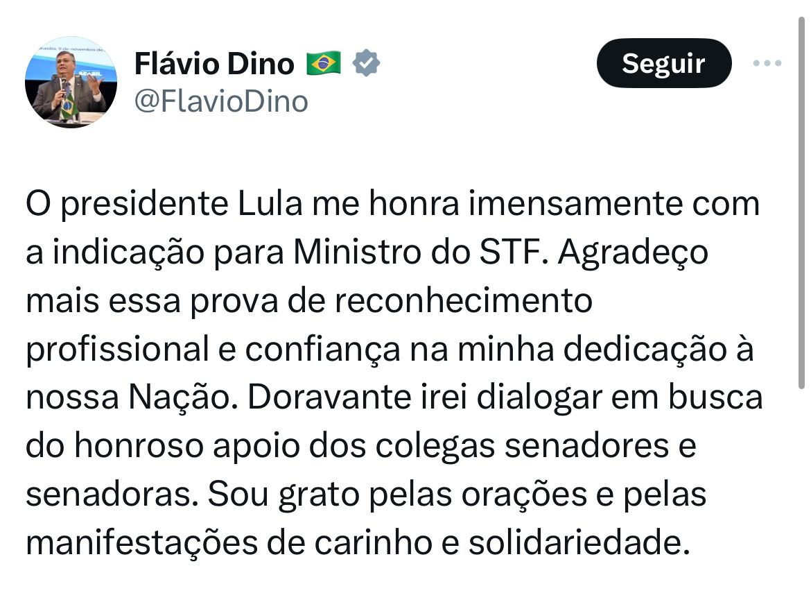 Flávio Dino na rede "X"