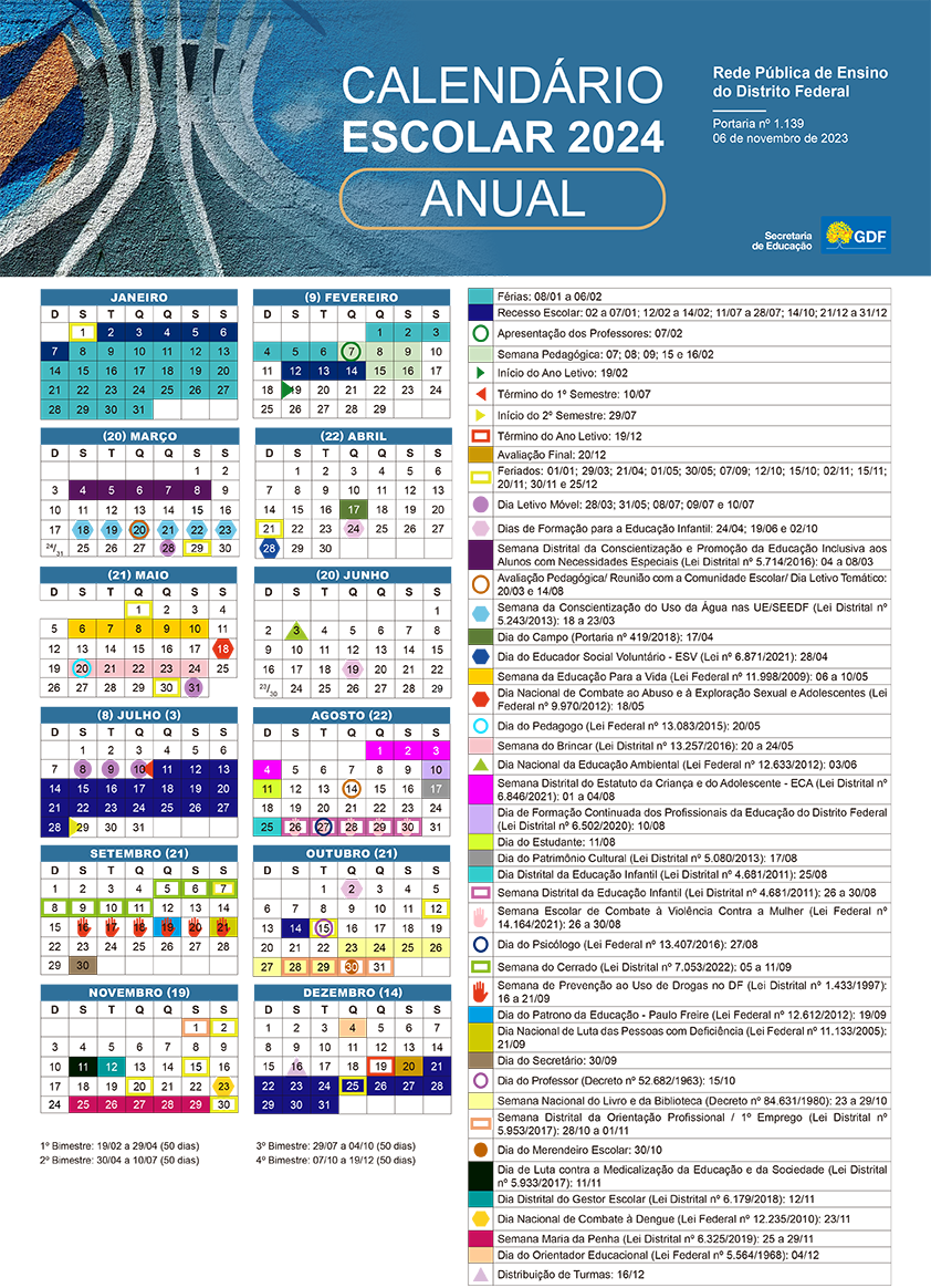 Calendário da rede pública do DF