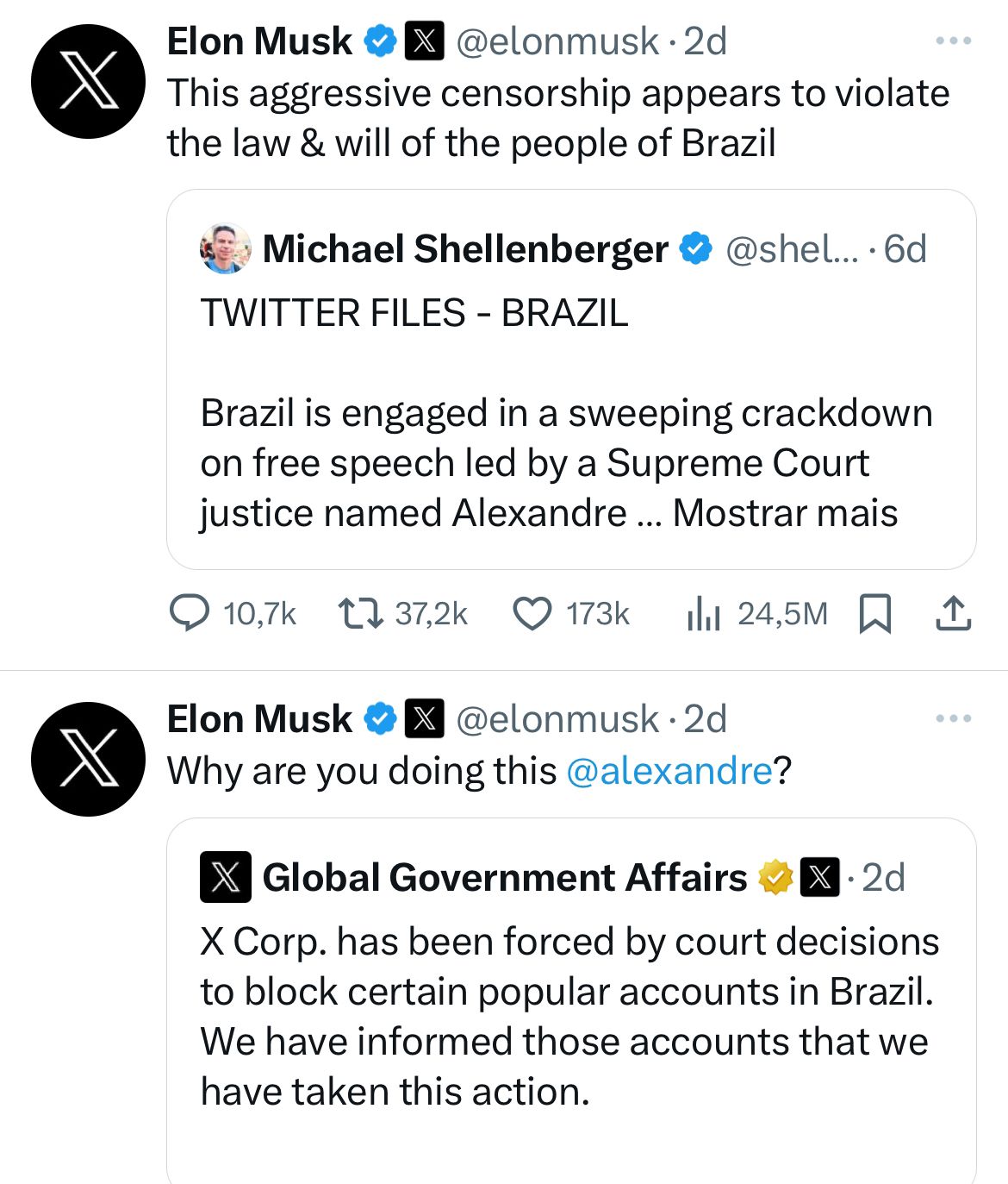 Elon Musk na rede X